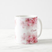 Mug Monogramme Fleur de Cerisier Votre Nom (Devant droit)