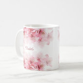 Mug Monogramme Fleur de Cerisier Votre Nom (Devant gauche)