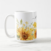 Mug Monogramme Fleur Jaune Tournesol Floral Botanique (Gauche)