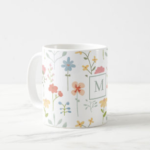 Mug Monogramme fleur sauvage Floral