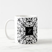 Mug Monogramme fleuri romantique noir et blanc (Gauche)