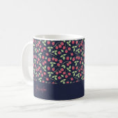 Mug Monogramme | Fleurs de framboise Blue Floral Custo (Devant gauche)