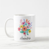 Mug Monogramme Fleurs Modernes (Gauche)