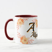 Mug Monogramme Fleurs Personnalisé - Nom & Je (Gauche)