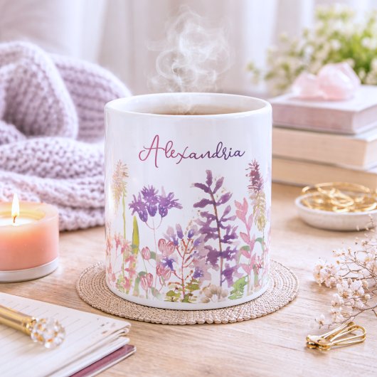 Mug Monogramme Fleurs Sauvages Pastel