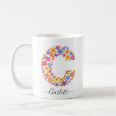 Mug Monogramme Fleurs Texte Personnalisé - Lettre Flor (Gauche)