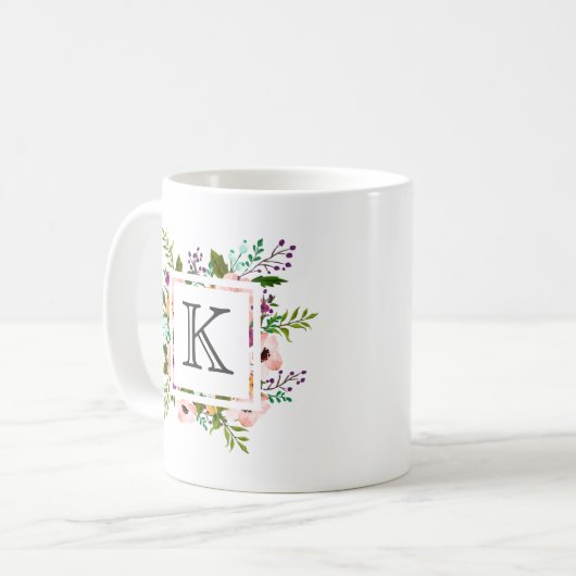 Mug Monogramme floral (Devant gauche)
