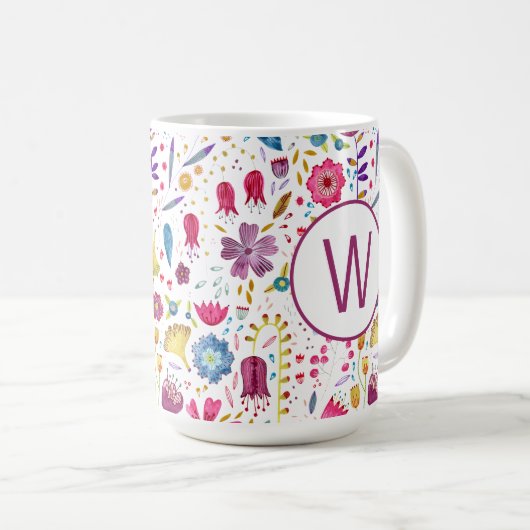 Mug Monogramme floral (Devant droit)