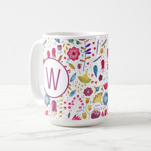 Mug Monogramme floral (Devant gauche)