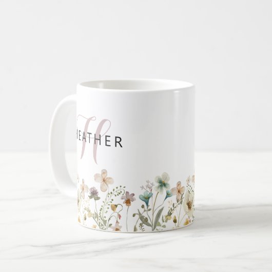 Mug Monogramme floral (Devant gauche)
