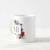 Mug Monogramme floral à floraison radieuse (Devant gauche)