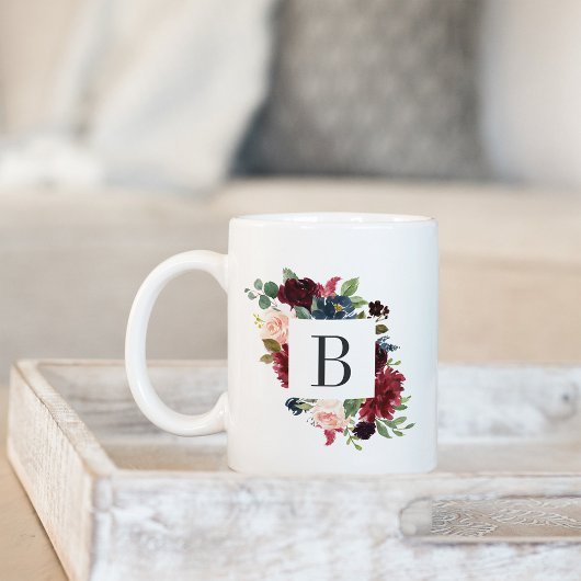 Mug Monogramme floral à floraison radieuse