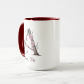 Mug Monogramme floral A personnalisé avec Roses et éco (Devant gauche)