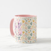 Mug Monogramme floral Abstrait Chic Boho personnalisé (Devant gauche)