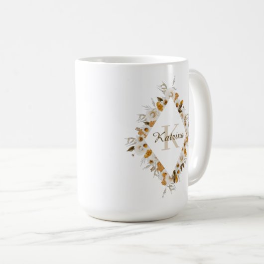 Mug Monogramme Floral Aquarelle (Devant droit)