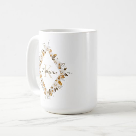 Mug Monogramme Floral Aquarelle (Devant gauche)