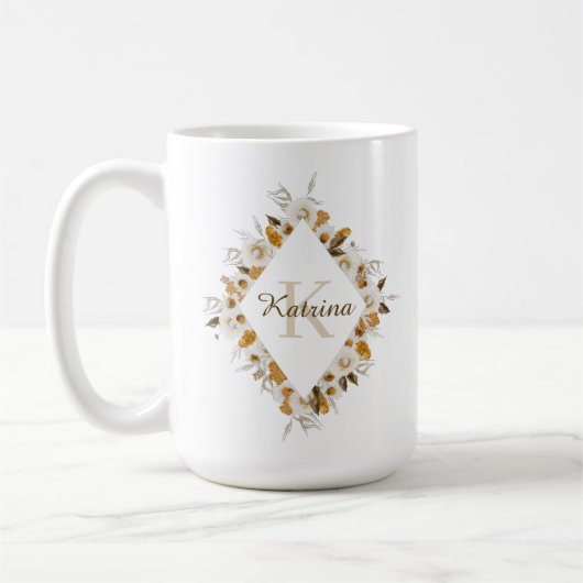 Mug Monogramme Floral Aquarelle (Gauche)