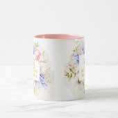Mug Monogramme floral aquarelle I Initiale dorée perso (Centre)