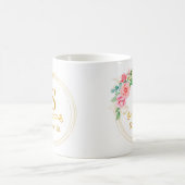 Mug Monogramme floral aquarelle I Initiale dorée perso (Centre)