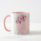 Mug Monogramme floral aquarelle I Initiale dorée perso (Gauche)