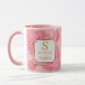 Mug Monogramme floral aquarelle I Initiale dorée perso (Gauche)