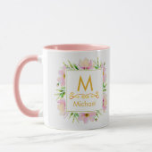 Mug Monogramme floral aquarelle I Initiale et nom en o (Gauche)