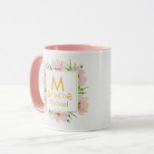 Mug Monogramme floral aquarelle I Initiale et nom en o (Devant gauche)