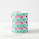 Mug Monogramme floral aquarelle rose clair et vert (Centre)