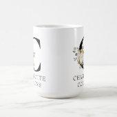 Mug Monogramme floral blanc victorien C portant le nom (Centre)
