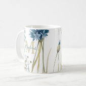 Mug Monogramme Floral Bleu Bleu Or Blanc (Devant gauche)