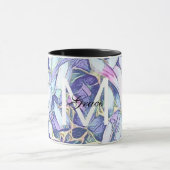 Mug Monogramme Floral Bleu Et Violet (Centre)