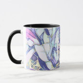 Mug Monogramme Floral Bleu Et Violet (Gauche)