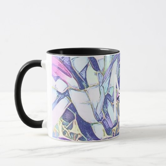 Mug Monogramme Floral Bleu Et Violet (Gauche)