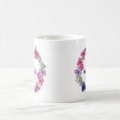 Mug Monogramme Floral bleu rose violet moderne été (Centre)