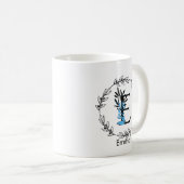 Mug Monogramme floral bleu sur mesure - Lettre E Café (Devant droit)