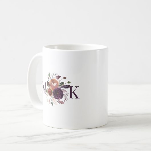 Mug Monogramme floral Boho d'automne (Devant gauche)