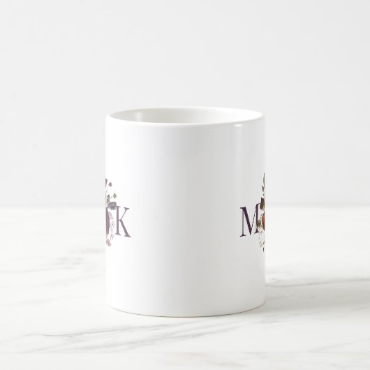 Mug Monogramme floral Boho d'automne (Centre)