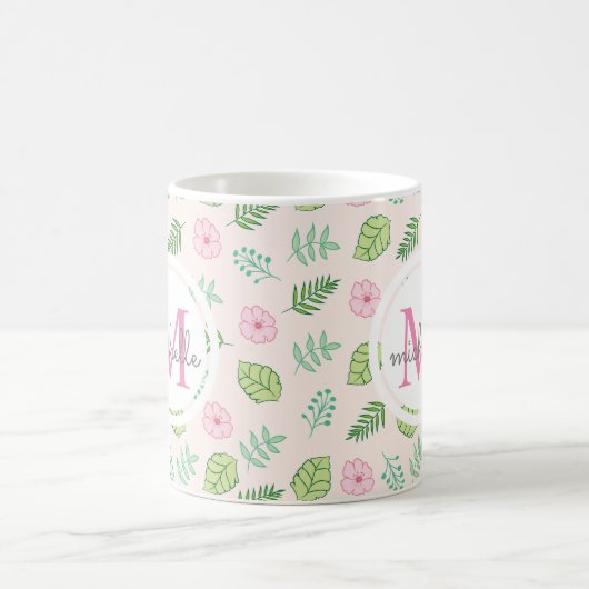 Mug Monogramme floral chic moderne (Centre)