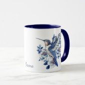 Mug Monogramme floral colibri bleu (Devant droit)