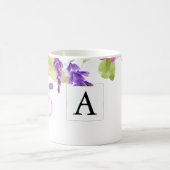 Mug Monogramme floral d'aquarelle assez pourpre (Centre)