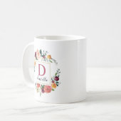 Mug Monogramme floral de la chute de Bourgogne (Devant gauche)