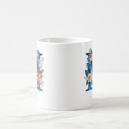 Mug monogramme floral décoratif "M" (Centre)