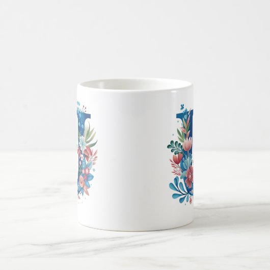 Mug monogramme floral décoratif U (Centre)