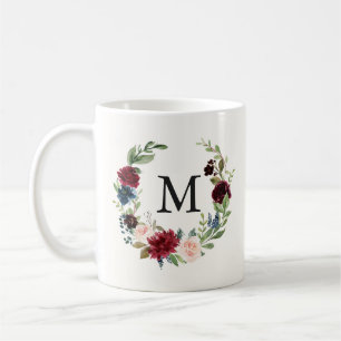 Mug Monogramme floral du bouquet   de Bourgogne