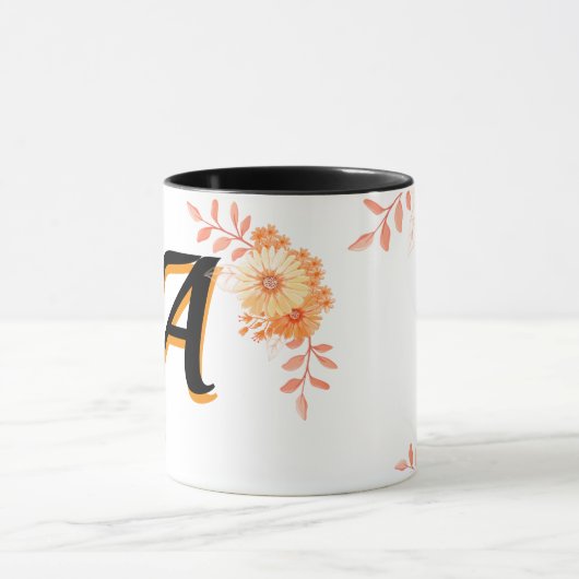 Mug Monogramme Floral - Élégante Lettre A Coffee C (Centre)