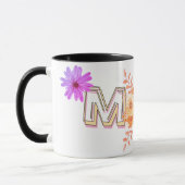 Mug Monogramme Floral - Élégante Lettre m Coffee C (Gauche)