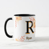 Mug Monogramme Floral - Élégante Lettre R Coffee C (Gauche)