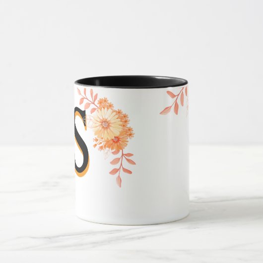 Mug Monogramme Floral - Élégante Lettre S Coffee C (Centre)