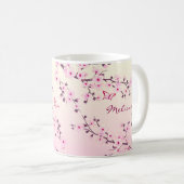 Mug Monogramme floral en fleurs de cerisiers (Devant droit)