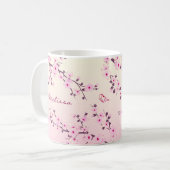 Mug Monogramme floral en fleurs de cerisiers (Devant gauche)